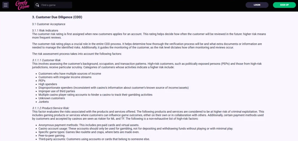 Candy Casino AML and KYC policy